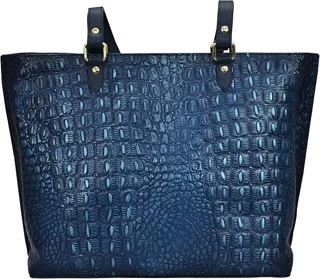 Anuschka Large Zip Top Tote 698 (Croc Embossed Sapphire) Bags Cover