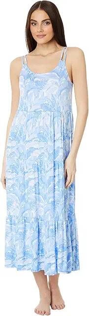 Tommy Bahama Sleeveless Maxi (Blue White Palm) Women's Pajama Cover