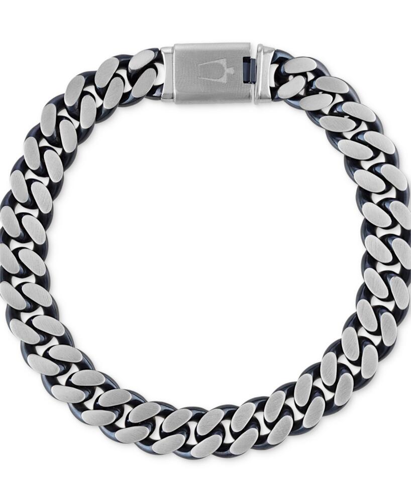 Bulova Men's Classic Curb Chain Bracelet in Blue-Plated Stainless Steel - Na Cover