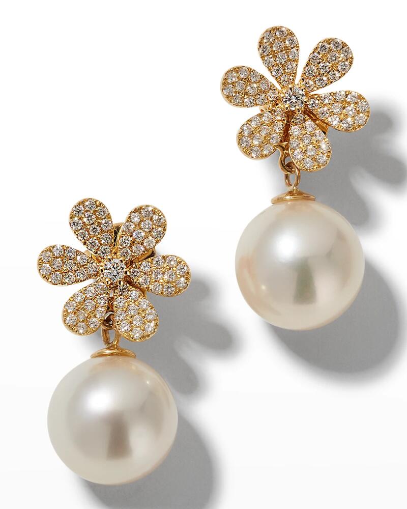 Belpearl 18k Diamond-Daisy Pearl-Drop Earrings Cover