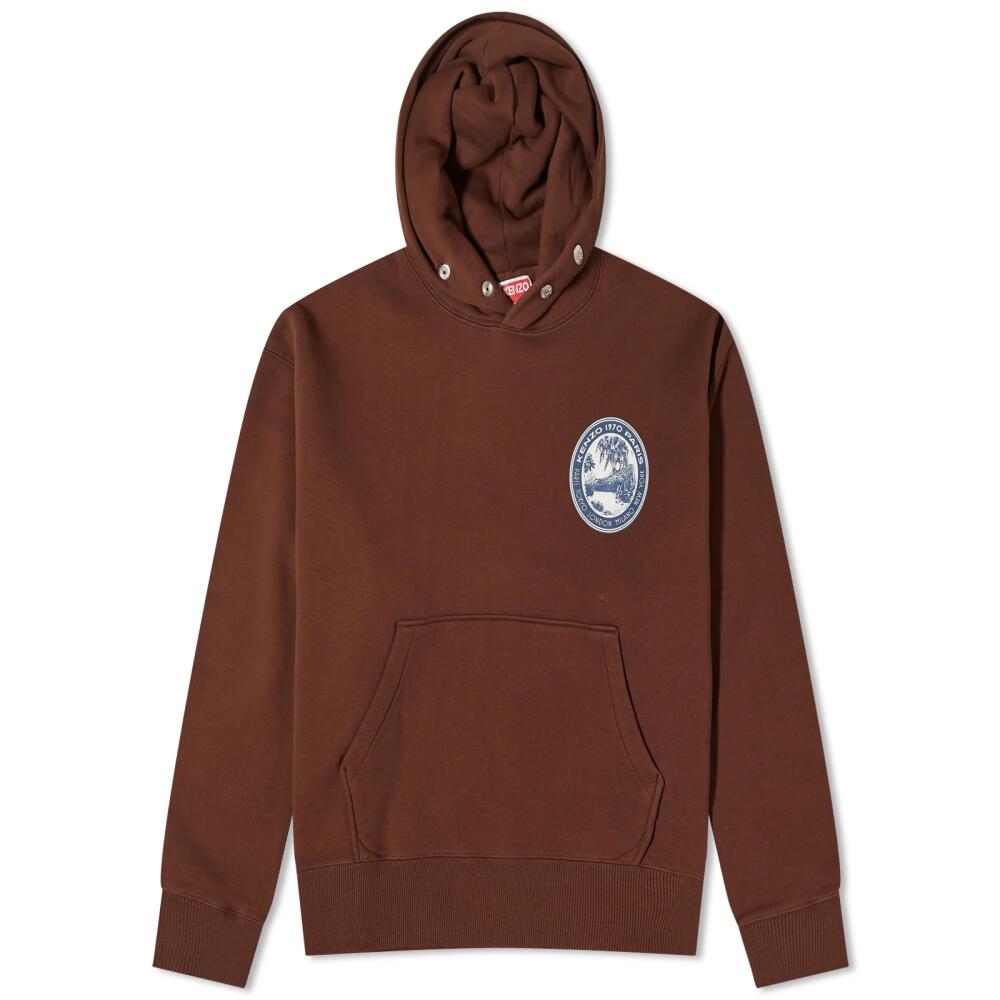 Kenzo Paris Men's Kenzo Patch Popover Hoodie in Dark Brown Cover