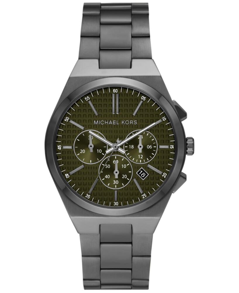 Michael Kors Men's Lennox Quartz Chronograph Gunmetal-Tone Stainless Steel Watch 40mm - Gunmetal Cover