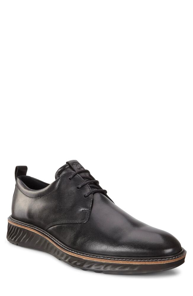 ECCO ST.1 Hybrid Plain Toe Derby in Black Leather Cover