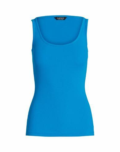 Lauren Ralph Lauren Woman Tank top Azure Cotton, Elastane Cover