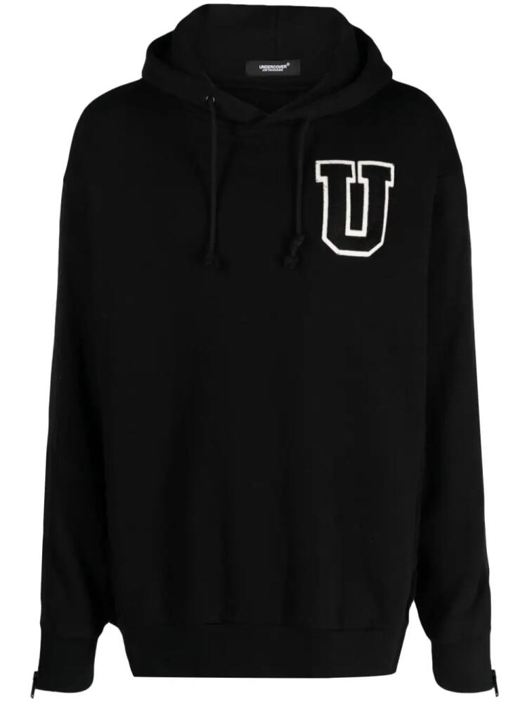 Undercover logo-patch cotton hoodie - Black Cover