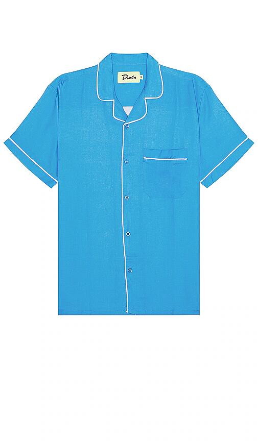 Duvin Design Poolside Retro Button Up Shirt in Blue Cover