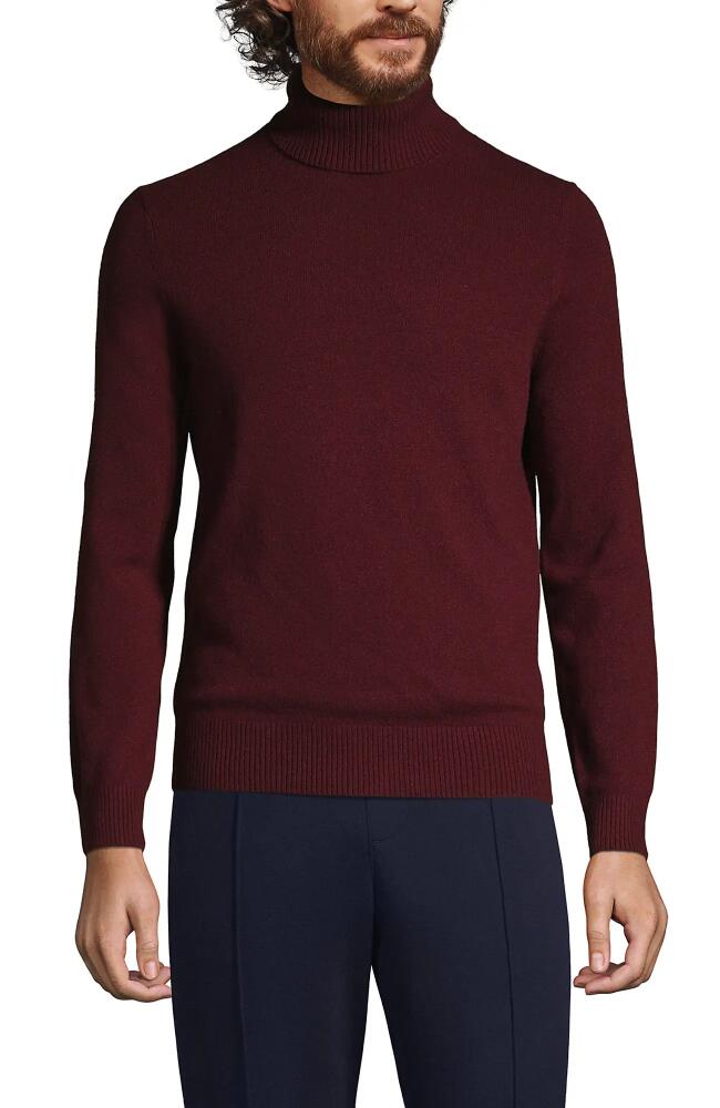 Lands' End Fine Gauge Cashmere Turtleneck Sweater in Mulled Wine Heather Cover