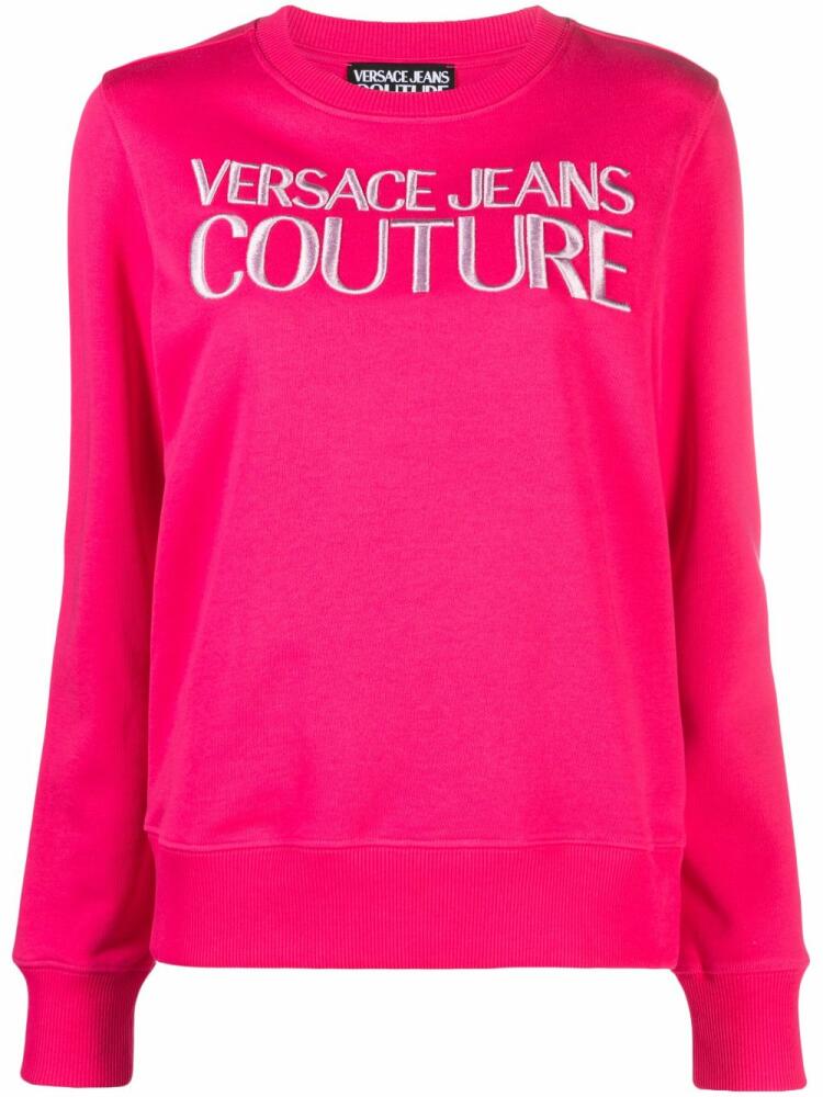 Versace Jeans Couture logo-embroidered cotton sweatshirt - Pink Cover