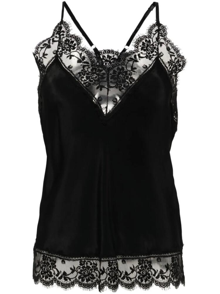 ERMANNO FIRENZE floral-lace crepe tank top - Black Cover