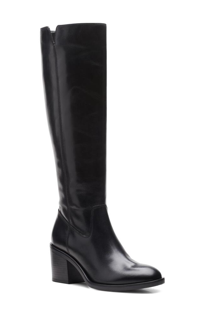 Clarks(r) Valvestino Hi Knee High Boot in Black Leather Cover