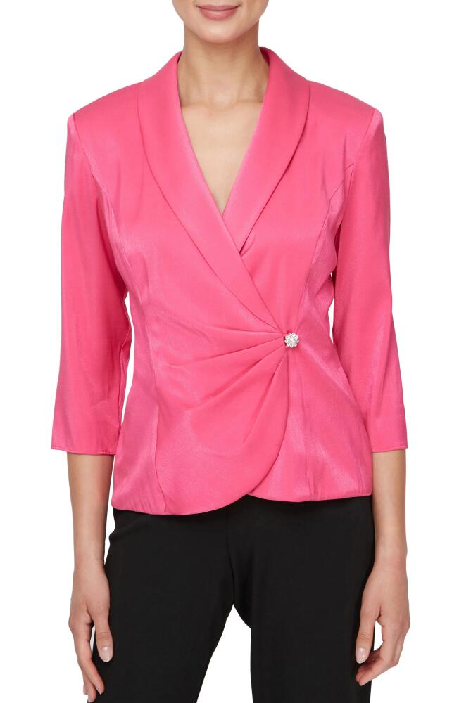 Alex Evenings Shawl Collar Wrap Top in Fuchsia Cover