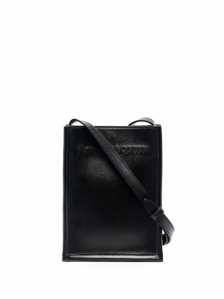 Alexander McQueen embroidered logo messenger bag - Black Cover