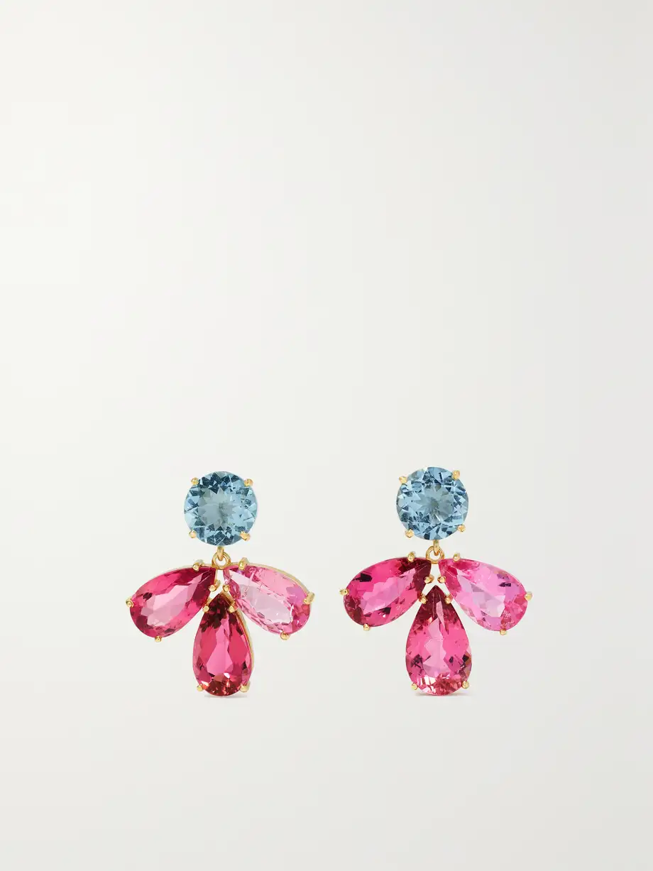 Irene Neuwirth - Gemmy Gem 18-karat Gold, Tourmaline And Aquamarine Earrings - Pink Cover