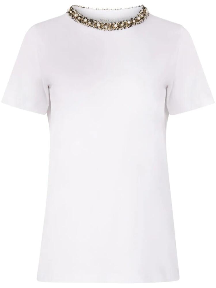 Nina Ricci beaded detailing t-shirt - White Cover