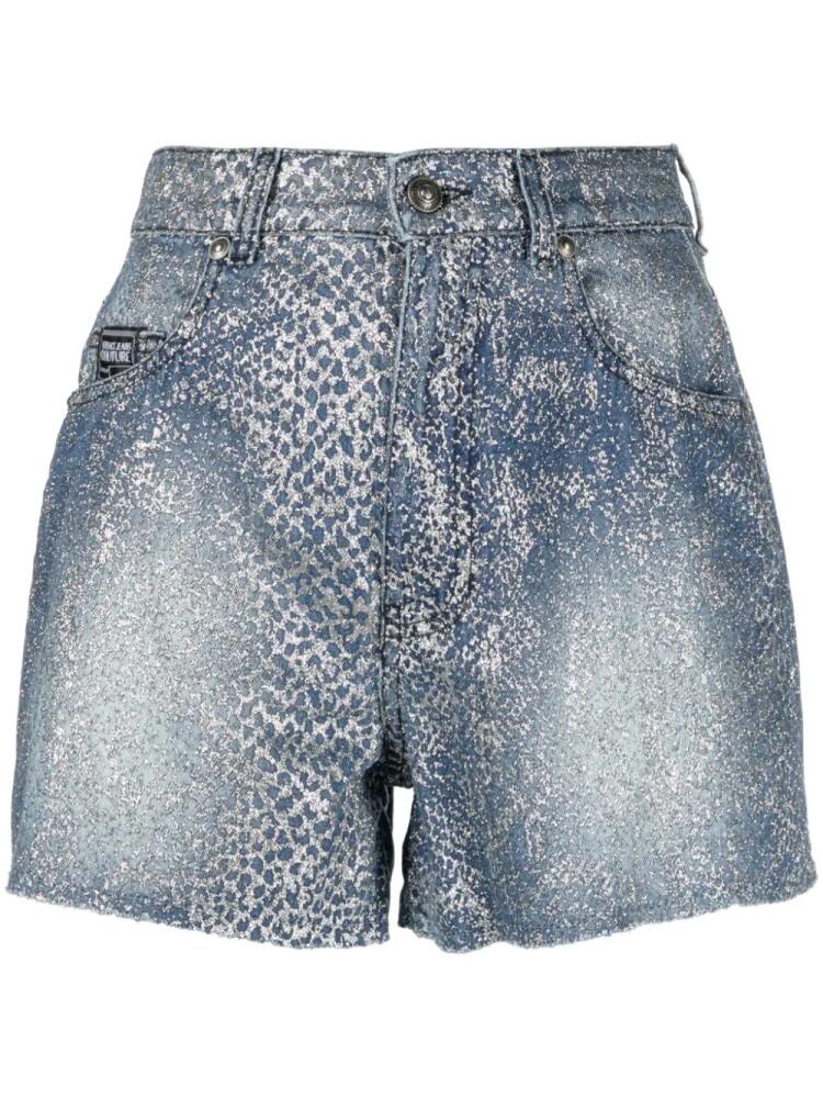 Versace Jeans Couture snakeskin-effect denim shorts - Blue Cover