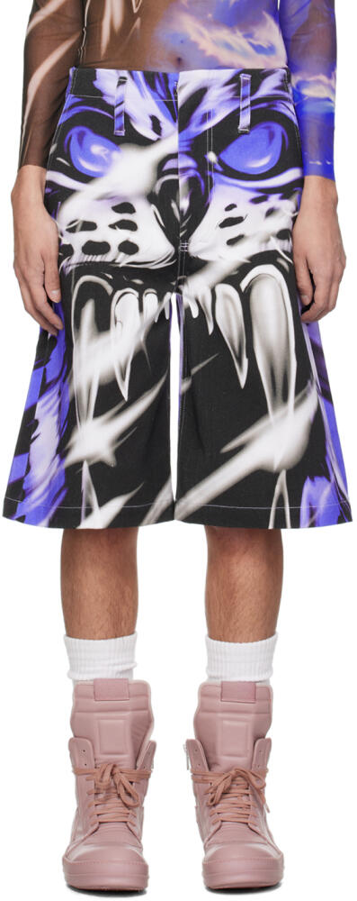 Gerrit Jacob Blue & Black Printed Denim Shorts Cover