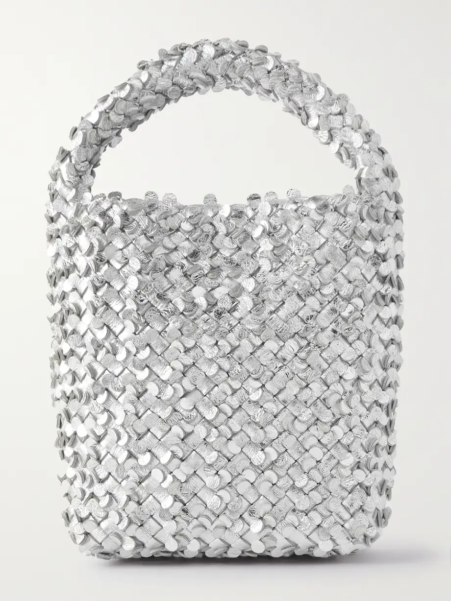 Bottega Veneta - Small Intrecciato Metallic Leather Tote - Silver Cover