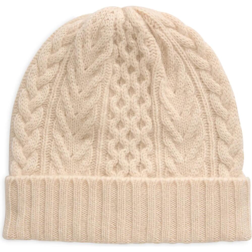 Johnstons of Elgin Aran Cable Cashmere Beanie in Champagne Cover