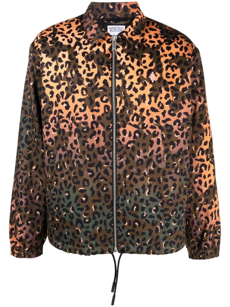 Marcelo Burlon County of Milan graphic-print zip-fastening jacket - Brown Cover