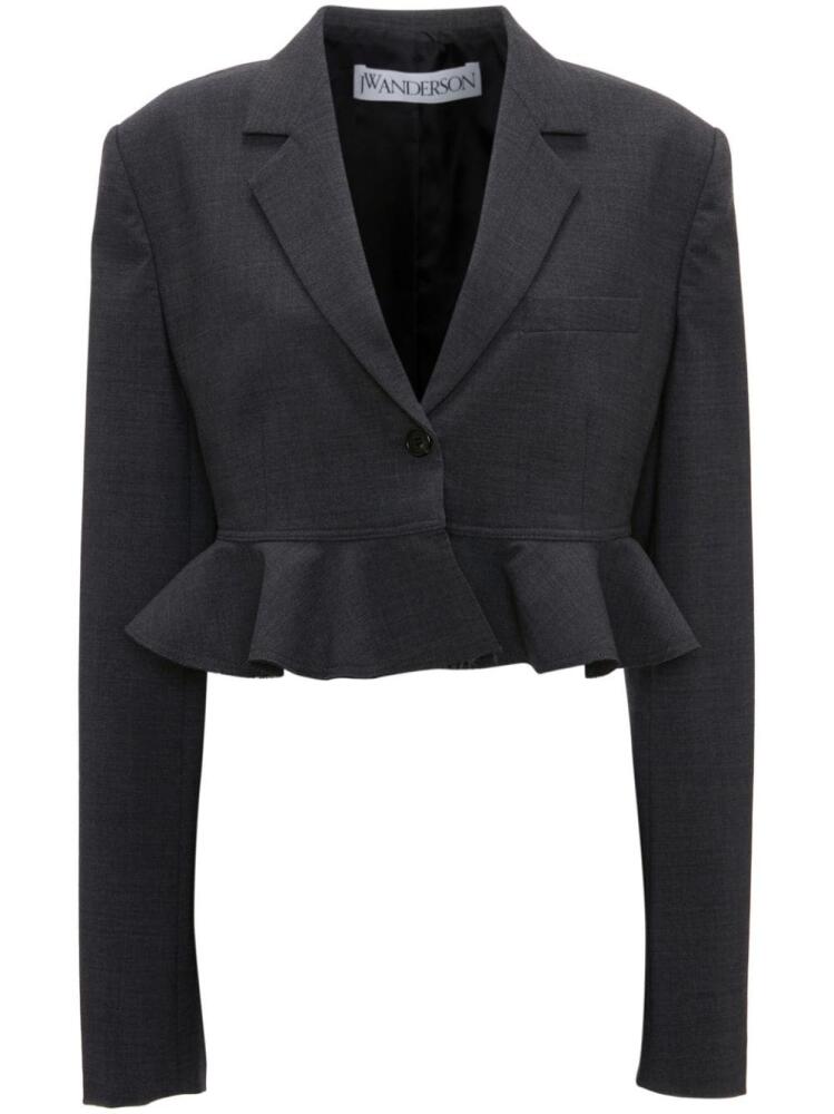 JW Anderson ruffled-trim cropped blazer - Grey Cover