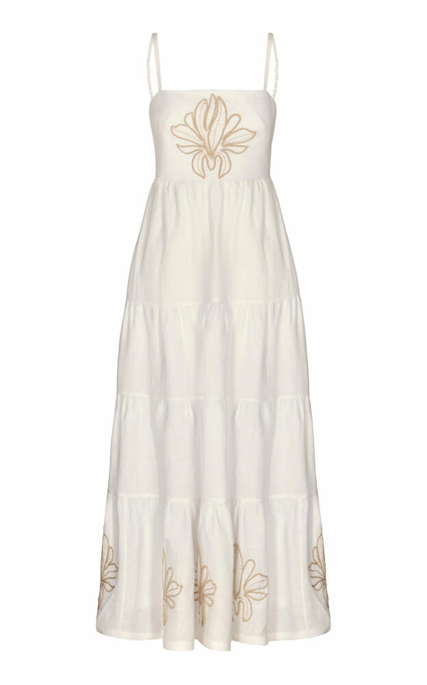 Andres Otalora - La Catedral Embroidered Linen Maxi Dress - Off-White Cover