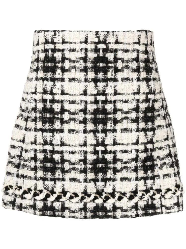 Edward Achour Paris check tweed A-line skirt - Black Cover