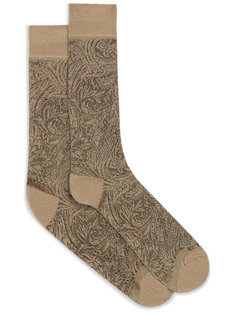 ETRO beige paisley-jacquard socks - Neutrals Cover