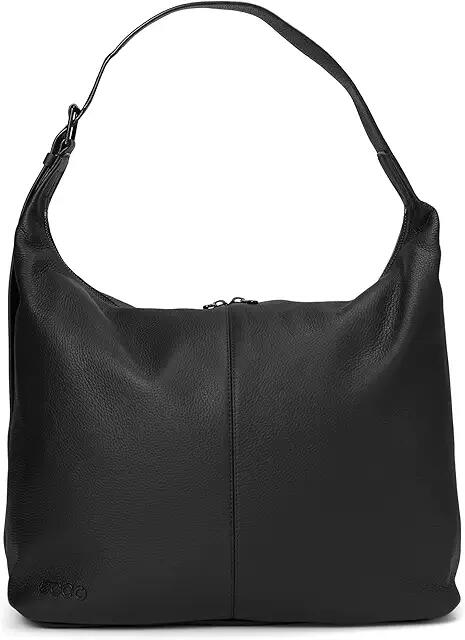 ECCO Large Hobo Bag (Black/Black Soft Pebbled Leather) Shoulder Handbags Cover