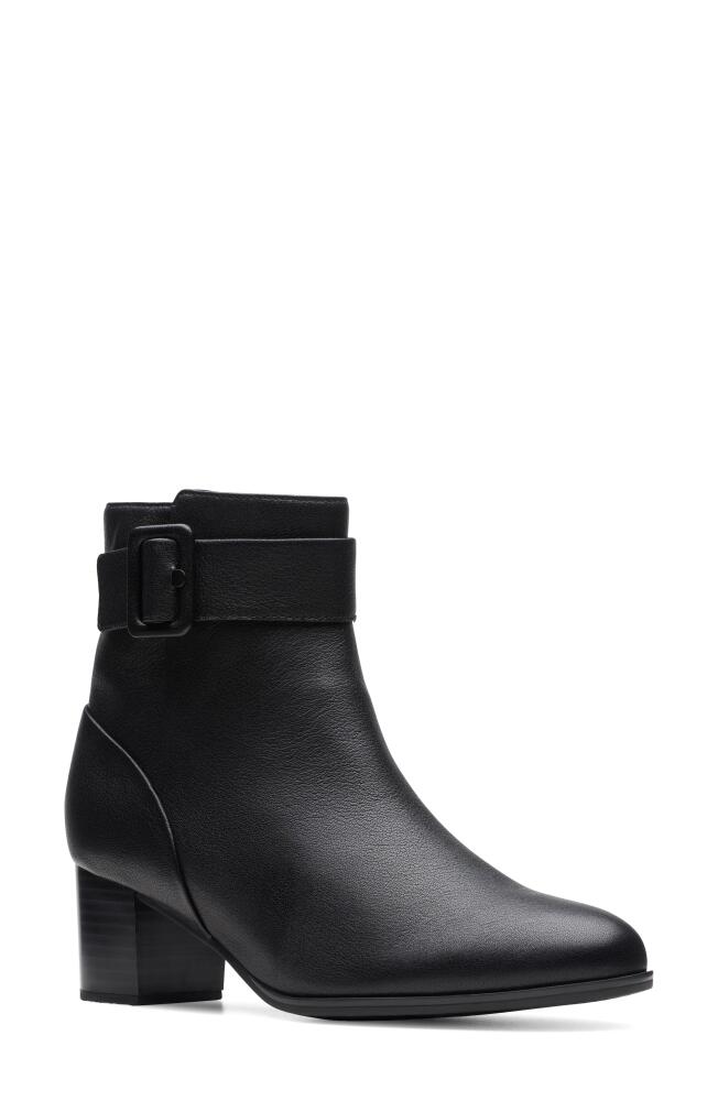 Clarks(r) Loken Buckle Waterproof Ankle Bootie in Black Leather Cover