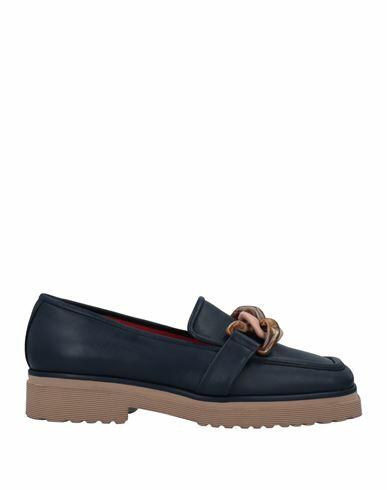 Pas De Rouge Woman Loafers Navy blue Soft Leather Cover