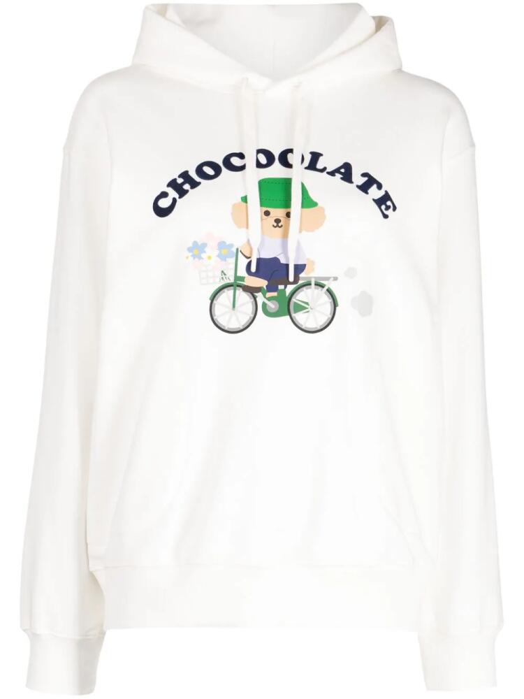 CHOCOOLATE graphic-print drawstring hoodie - White Cover