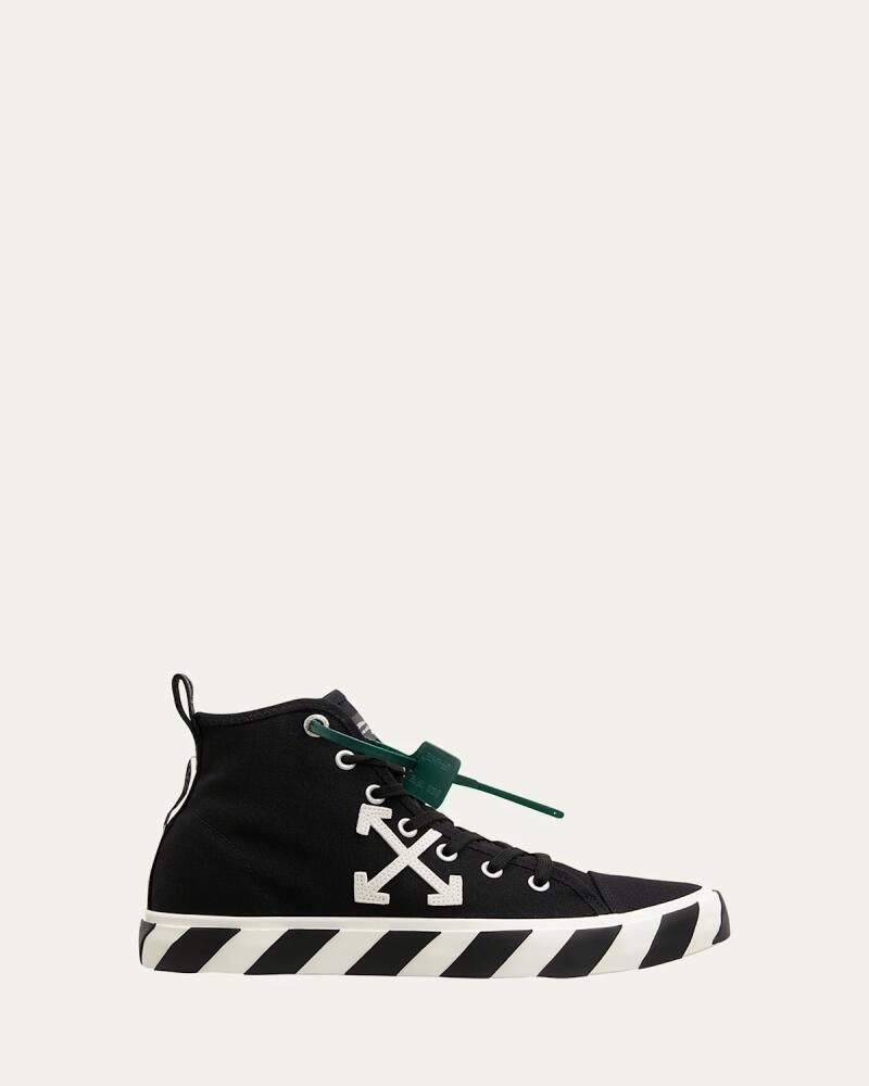 Off-White Men's Arrow Striped Canvas Mid-Top Sneakers Cover