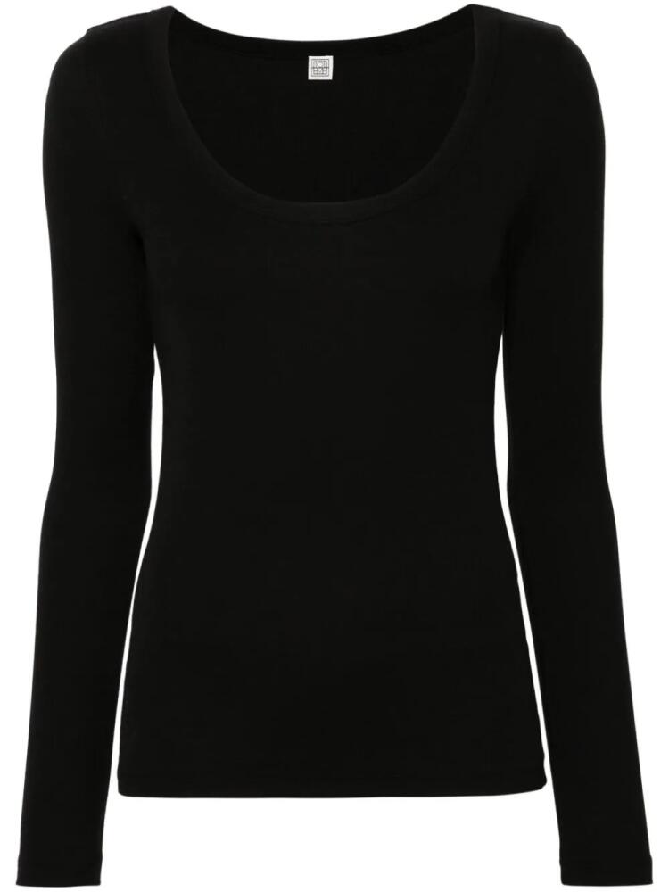 TOTEME scoop-neck fine-ribbed T-shirt - Black Cover