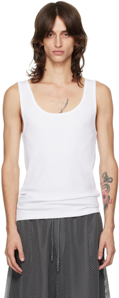 Dries Van Noten White Ribbed Tank Top Cover