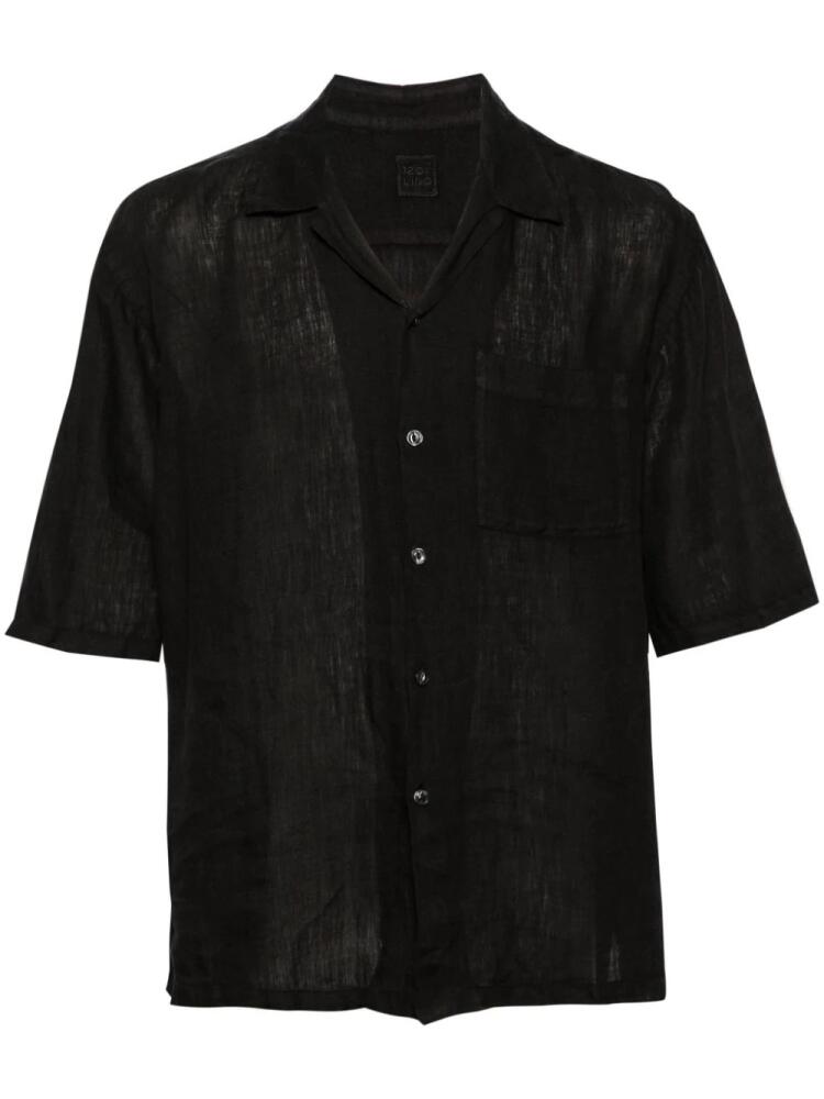 120% Lino camp-collar linen shirt - Black Cover