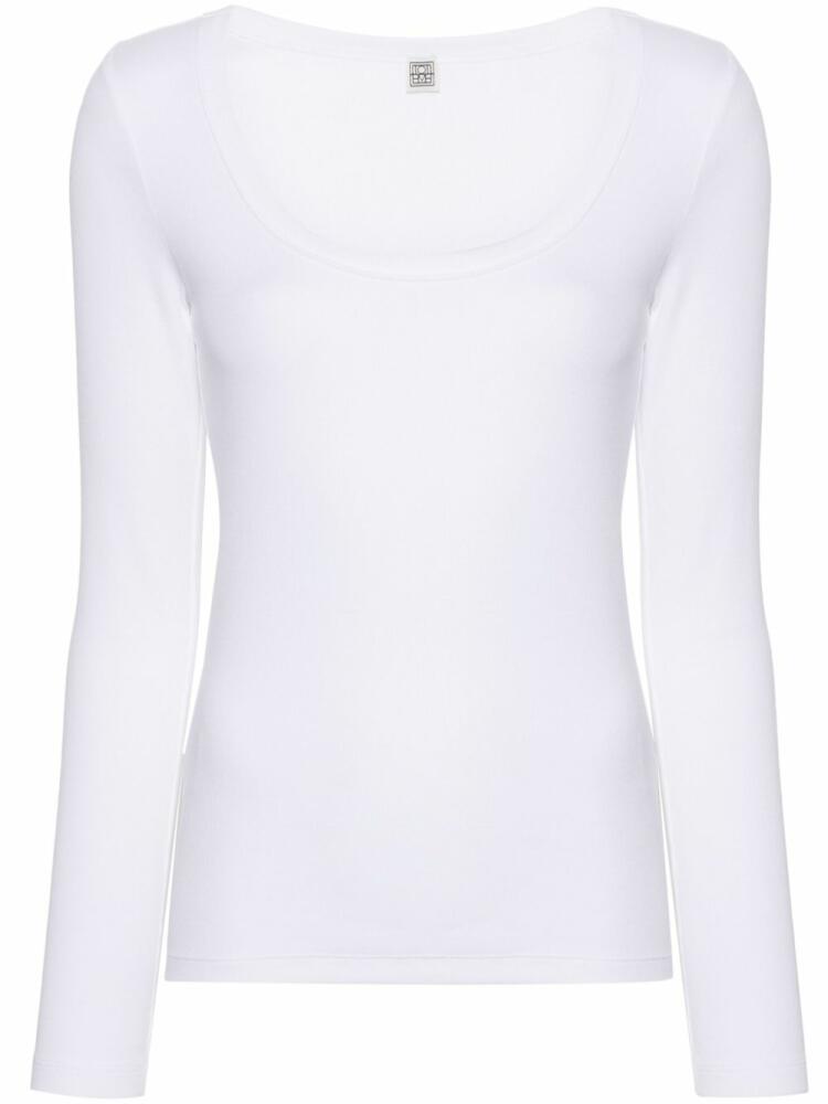 TOTEME scoop-neck fine-ribbed T-shirt - White Cover