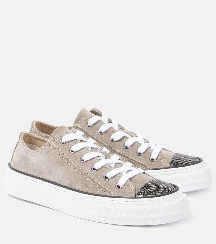 Brunello Cucinelli Embellished suede sneakers Cover