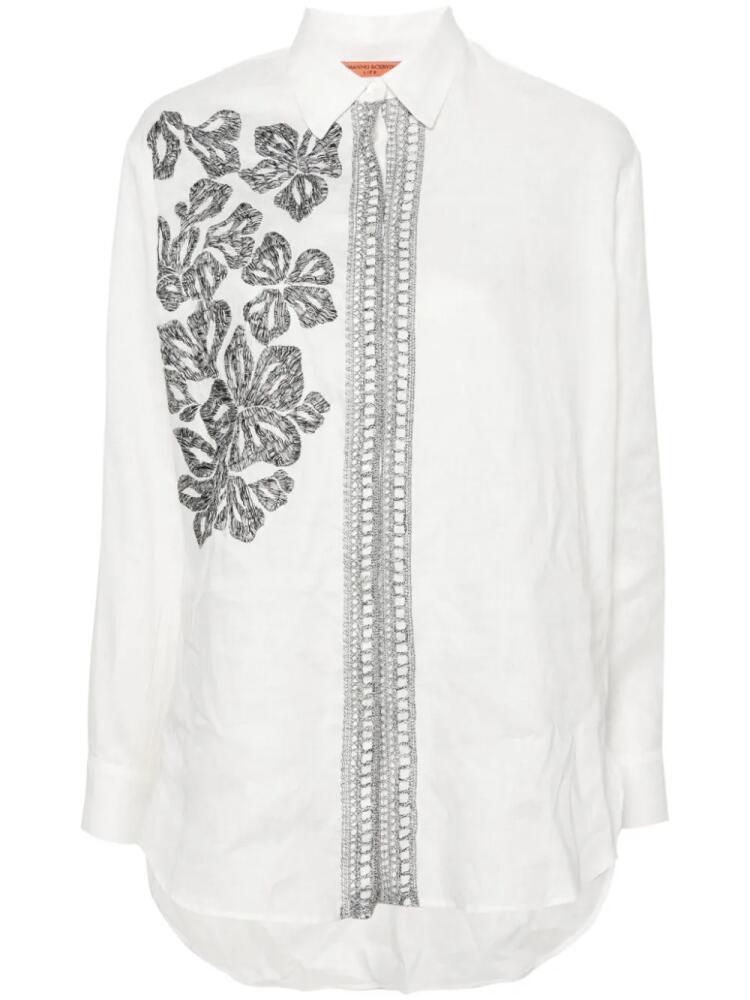 Ermanno Scervino floral-embroidery linen shirt - White Cover