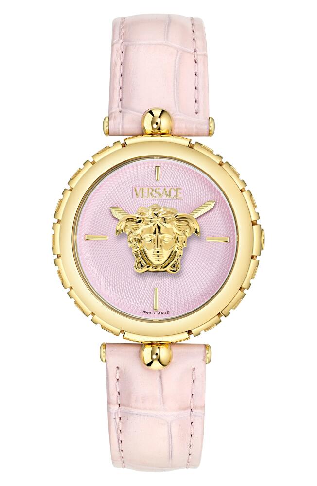 Versace Medusa Heritage Leather Strap Watch, 38mm in Ip Yellow Gold Cover