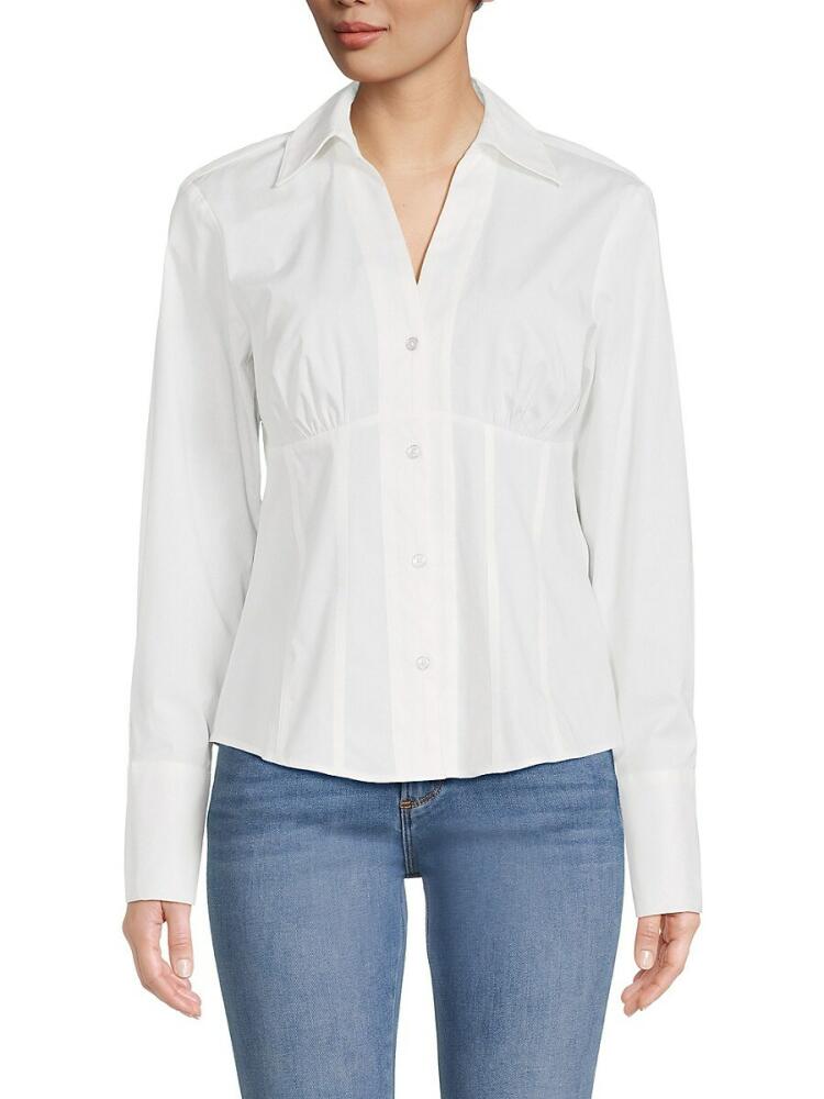 DKNY Women's Solid Ruched Shirt - White Cover