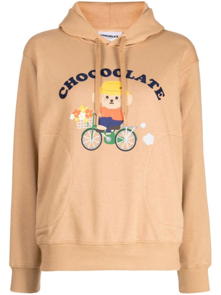 CHOCOOLATE logo-print long-sleeve hoodie - Brown Cover