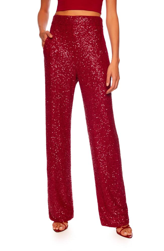 Susana Monaco Sequin High Waist Wide Leg Pants in Berries Cover