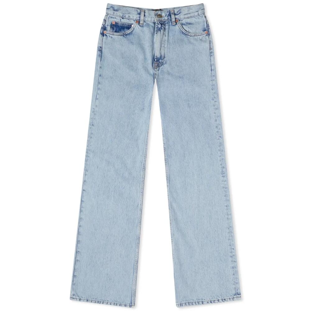 Wardrobe.nyc Women's Low Rise Wide Leg Jeans in Blue Cover