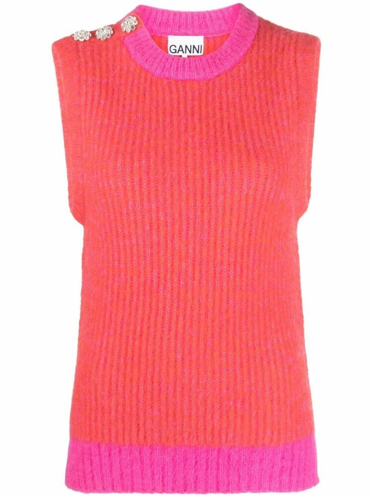 GANNI embellished wool-blend vest - Pink Cover