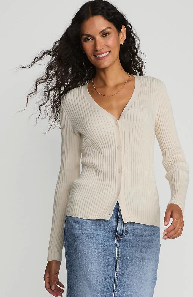 Lands' End Fine Gauge Cotton Cardigan Sweater in Fresh Ivory Cover