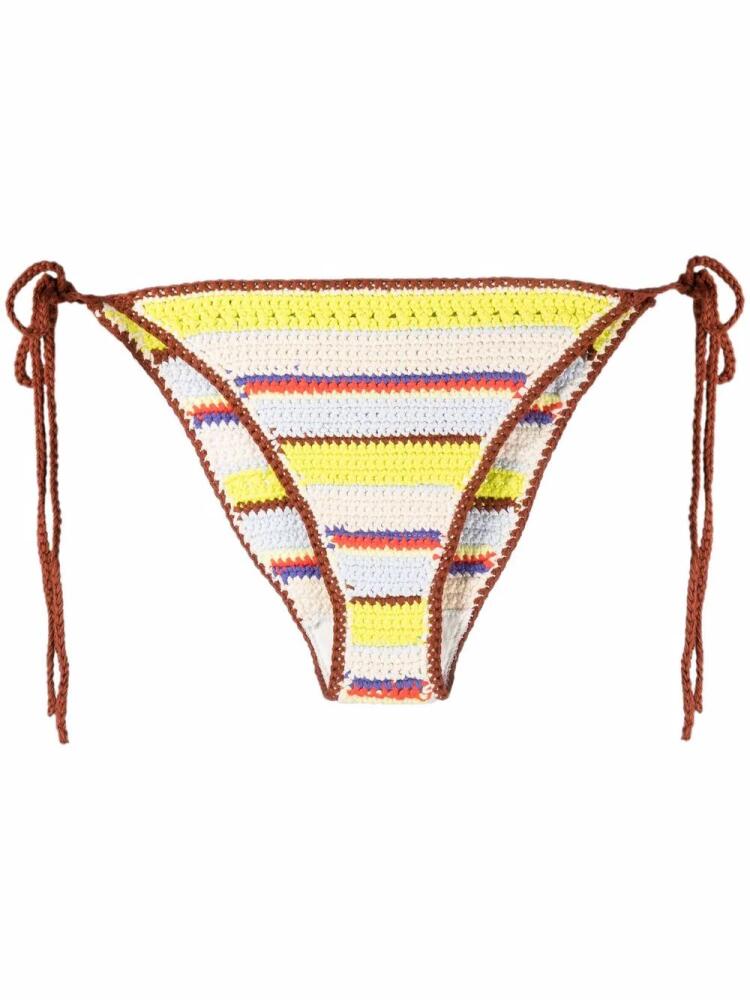 GANNI striped crochet bikini bottoms - Neutrals Cover