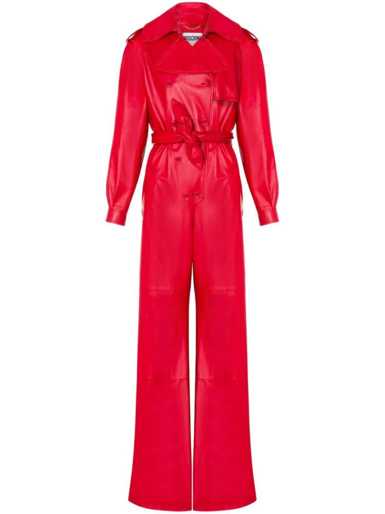 Moschino nappa-leather double-breasted jumpsuit - Red Cover