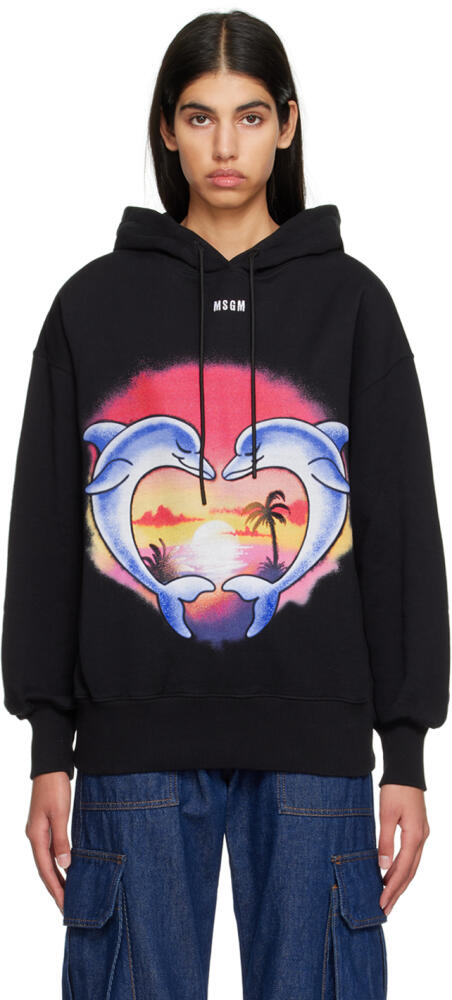 MSGM Black Dolphin Hoodie Cover