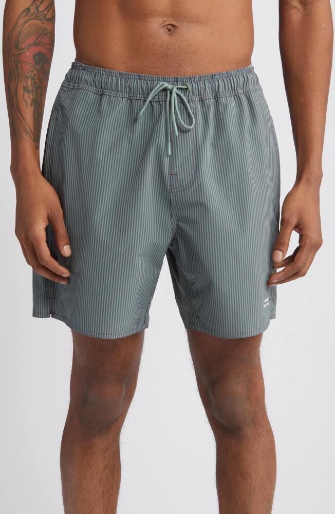 Saturdays NYC Timothy Stripe Seersucker Swim Trunks in Crown Jewel Cover