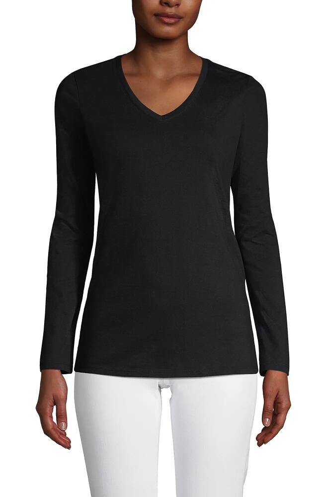 Lands' End Relaxed Supima Cotton Long Sleeve V-Neck T-Shirt in Black Cover